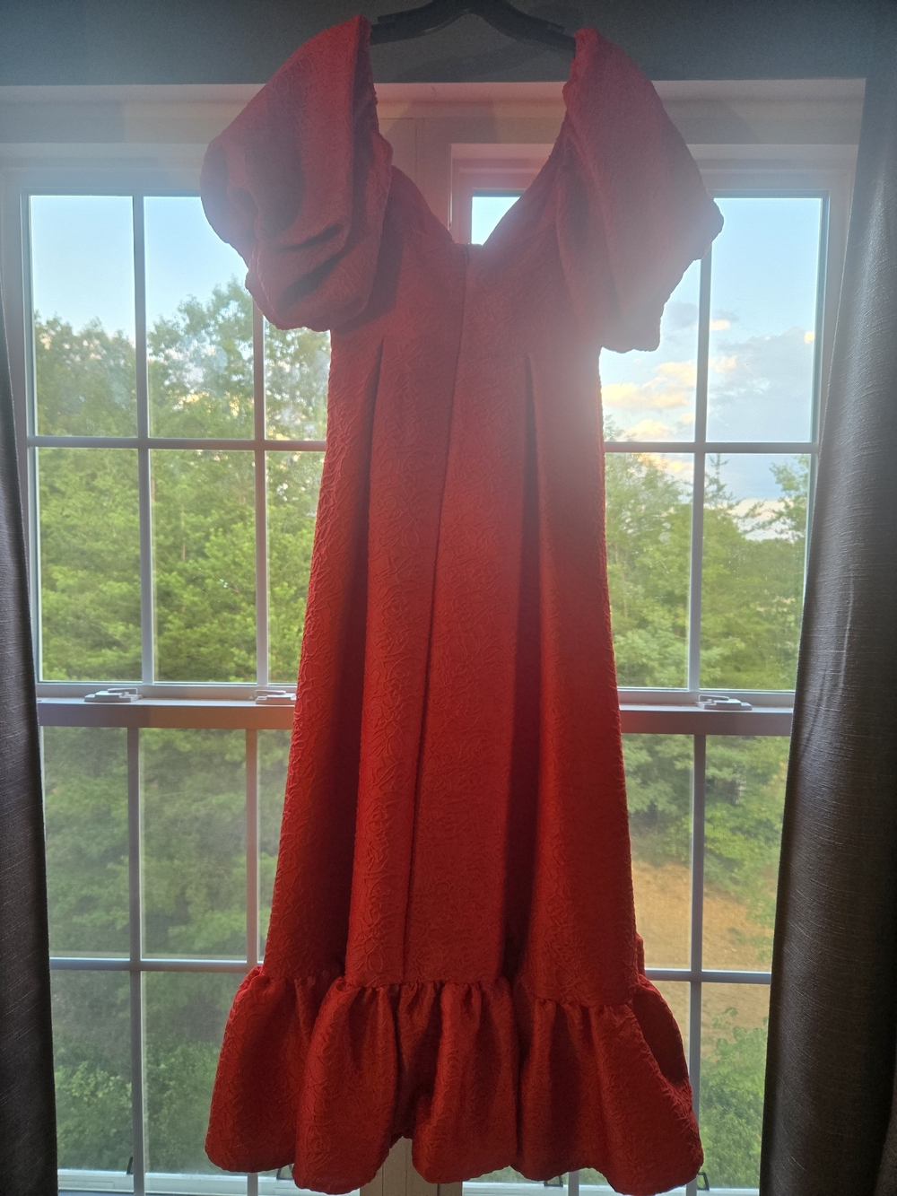 Brand NEW Sister Jane Red Puff-Sleeve Ruffle-Hem Dress.  No Tag.